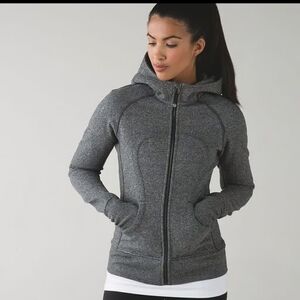 Lululemon Scuba Hoodie Full Zip Fleece Jacket 4 Heathered Black Gray EUC